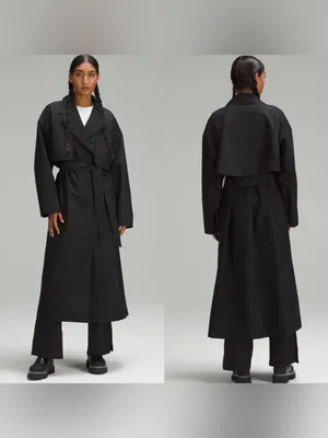 Lululemon Oversized Tie-Waist Trench Coat Black‎ Size 2 Excellent thumbnail 2