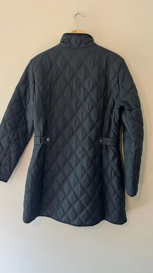 Eddie Bauer Black Quilted Barn Jacket Coat Snap Front Women's Medium M Classic E thumbnail 3