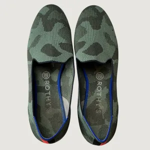 Rothys The Loafer Olive Camo Green Knit Round Toe Flats Shoes Womens 9 thumbnail 4