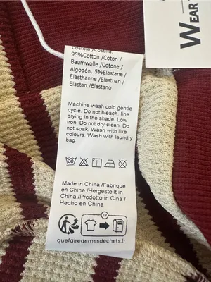 Striped Henley Pullover Sweatshirt in Ivory & Burgundy - Women thumbnail 7