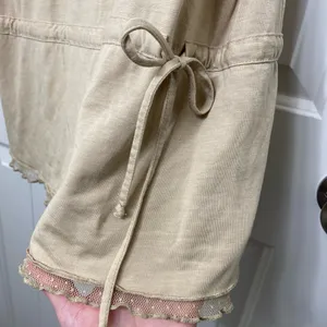 EUC Vintage Stamp‎ 10 women’s tan lace tied waist adjustable strap tank top XL thumbnail 3