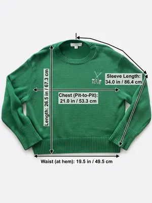 BRIT.NY Green Golf Love Embroidered Cotton Knit Crewneck Sweater Size M Preppy M thumbnail 3