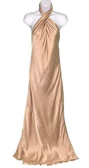Show Me Your Mumu Jasmine Halter Maxi Bridesmaid Dress Champagne S thumbnail 4