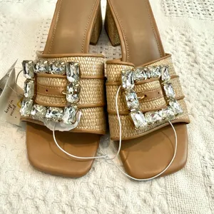 A New Day 10 raffia embellished buckle block heel sandal 3640 thumbnail 4