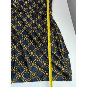 Michael Kors Navy Gold Chain Link Monogram Lace Up‎ Dress Small Long Sleeve Belt thumbnail 8