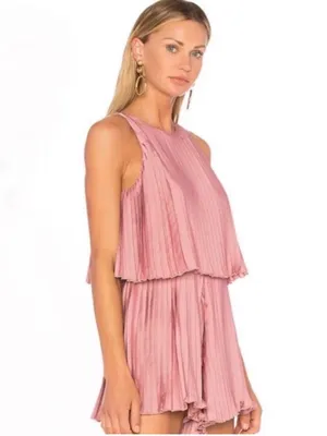 NWOT Lovers And Friends Nicki Pleated Romper Coquette Modern Sz‎ S thumbnail 2