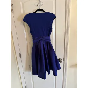 Adrianna Papell Royal Blue Jersey & Taffeta Fit & Flare Cocktail Dress Size 8 thumbnail 3