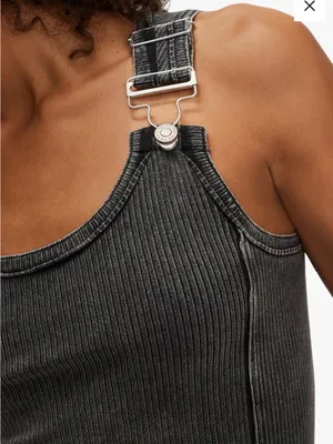 We The Free NWT Jamie Tank Washed Black Ribbed Buckle Straps thumbnail 3