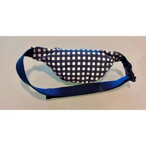 J Crew Fanny Pack Crossbody Sac Blue White Gingham Plaid Cotton Ruffle Edge thumbnail 4