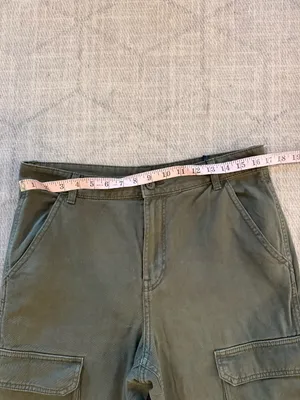 H&M Divided Olive Green Wide Leg Cargo Pants Utility Y2K Size 8 thumbnail 4