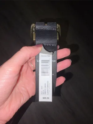 Lucky Brand Black Genuine Leather Belt with Distressed Western Gold Buckle thumbnail 4