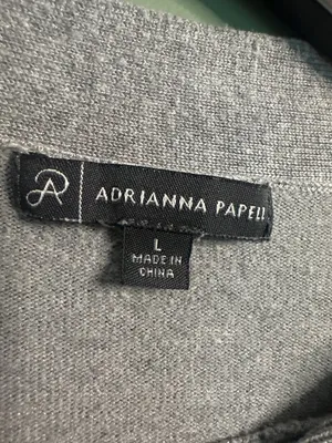 Adrianna Papell Gray Bow Neck Sweater Women's L Long Sleeve Quiet Luxury career thumbnail 3