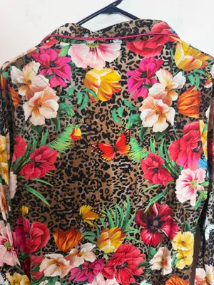 Johnny Was Sandra Long Pajamas Floral Cheetah Print thumbnail 9