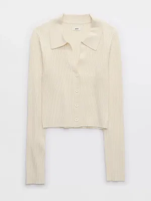 Aerie Gotta Jet! Polo Sweater Cardigan Large NWT thumbnail 2