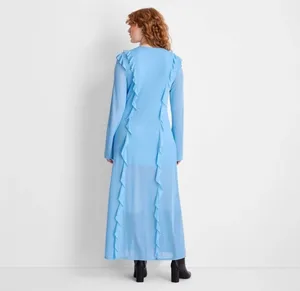 Women's Long Sleeve Ruffle Maxi Dress - Future Collective Light Blue thumbnail 2