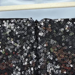 Badgley Mischka Gown Womens 4 Silver Black Excellent Sequin One Shoulder Formal thumbnail 7