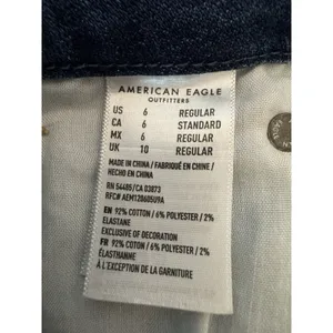 American Eagle Super Stretch Denim Mini Skirt Sz 6 Classic Wash Distressed Boho thumbnail 6