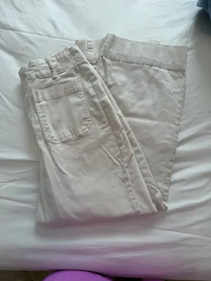 Cream Wide Leg High Rise Jeans thumbnail 2