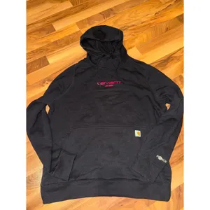 Carhartt Hoodie Womens XL Black Force Relaxed Fit Pink Logo Sweatshirt gorpcore thumbnail 2