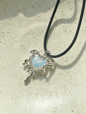 Handmade grunge street fairy y2k style heart necklace🌿✨ thumbnail 3