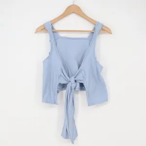 Odin & Ivy Tank Top Womens S 80314 Light Blue Open Back Tie Crop Excellent thumbnail 3