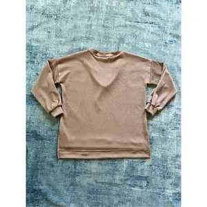 Altar'd State Ada Taupe Tan Oversized Relaxed Fit Ribbed Boxy Long Sleeve Top XS thumbnail 2
