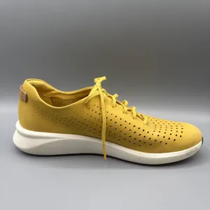 Clarks Unstructured Shoes Size 9.5 Yellow Lace Up Perforated Comfort Sneakers thumbnail 4