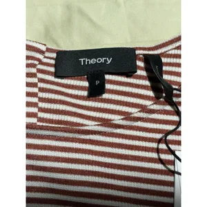 Theory Sedona Multi Striped Lowell‎ Knit Square Tee Button Back Top P thumbnail 4