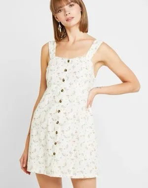 American Eagle floral button up linen blend dress thumbnail 1