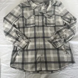 O'Neill Women's Zumba Super Fleece Flannel Shirt XL Gray White Black thumbnail 1
