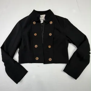 Kenzie Women's Black Cropped Double Breasted Military Style Jacket Size 12 thumbnail 4