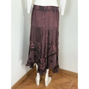 Womens Skirt Free Size Brown Boho Forest Fairy Hippie Floral Festival Maxi Flowy thumbnail 3