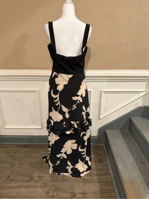 Colombian Black Floral Maxi Dress with Ruffles thumbnail 3