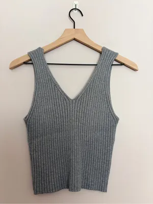 Quince Eco-Knit Ribbed Sweater Tank Heather Gray Large thumbnail 3
