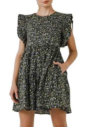 English Factory Floral Ruffled Babydoll Dress Coquette Cottagecore Garden Party thumbnail 1