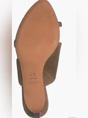 Vince Suede Open-Toe Mule in Cognac with Gold Accent Size 5.5 thumbnail 6