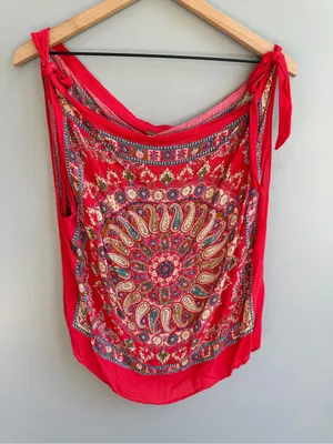 Free People Mandala Tank Red Paisley Festival Top Size Medium thumbnail 4