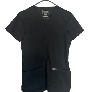Cherokee Black Short Sleeve V-Neck Scrub Medical Professional Top Women Sz XS thumbnail 1