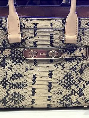 Coach Beige/Black Python Embossed Leather Swagger small tote thumbnail 4
