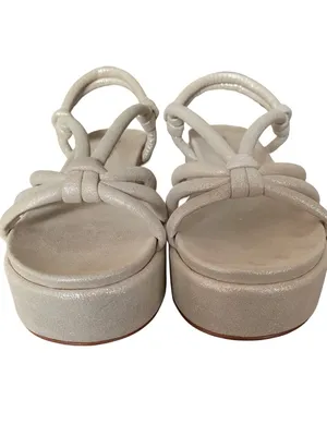 J/Slides Qayla Platform Metallic Suede Sandals Tan Silver size 8 thumbnail 4
