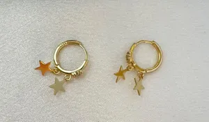 13mm Star Gold Hoop Earrings for Women thumbnail 1