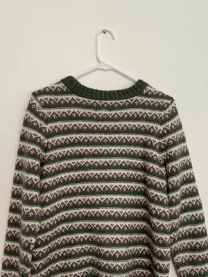 CROFT & BARROW Extra Cozy Sweater Olive Green White Fair Isle Geometric Hearts M thumbnail 15