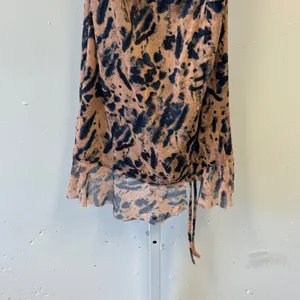 PrettyLittleThing Tan Black Abstract Print Cowl Neck Ruched Mini Dress US 10 thumbnail 4