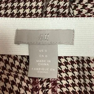 H&M Women's Brown Houndstooth Plaid Flat Front Crop Skinny Career Pants Size 0 thumbnail 4