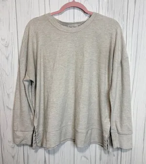 PRETTY REBEL Terry Oversized‎ Crewneck in Oatmeal, Large thumbnail 1