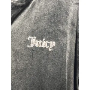 Juicy Couture Velour Rhinestone Zip Up Hoodie Women's XXL Black Y2K thumbnail 3