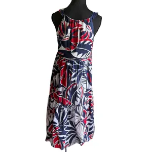 Talbots Petite Cotton Tropical Midi Dress Navy Red White Size Petite Small thumbnail 4