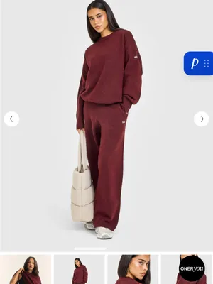 Oner Active Women's knit Crewneck Sweater & Jogger Set rosewood thumbnail 6