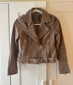 Blank NYC Taupe Suede Moto Jacket with Belt thumbnail 1