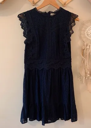 Altar'd State Navy Blue Lace Dress thumbnail 1